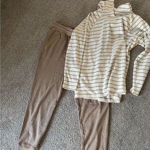 Striped Beige and Brown Women's Jogger Set